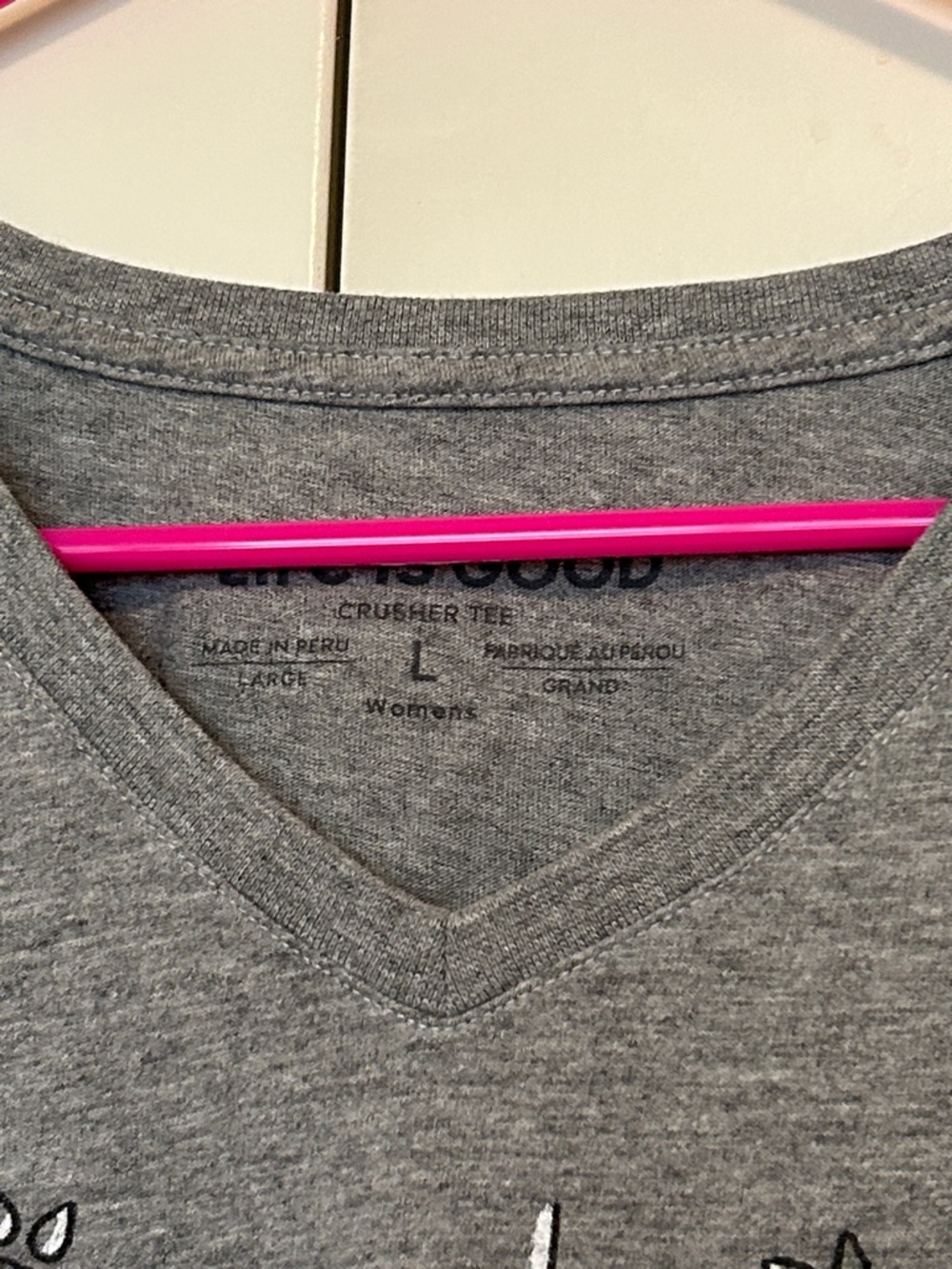 Life Is Good Gray Cat Lover Graphic V-Neck Tee - Picture 4 of 8